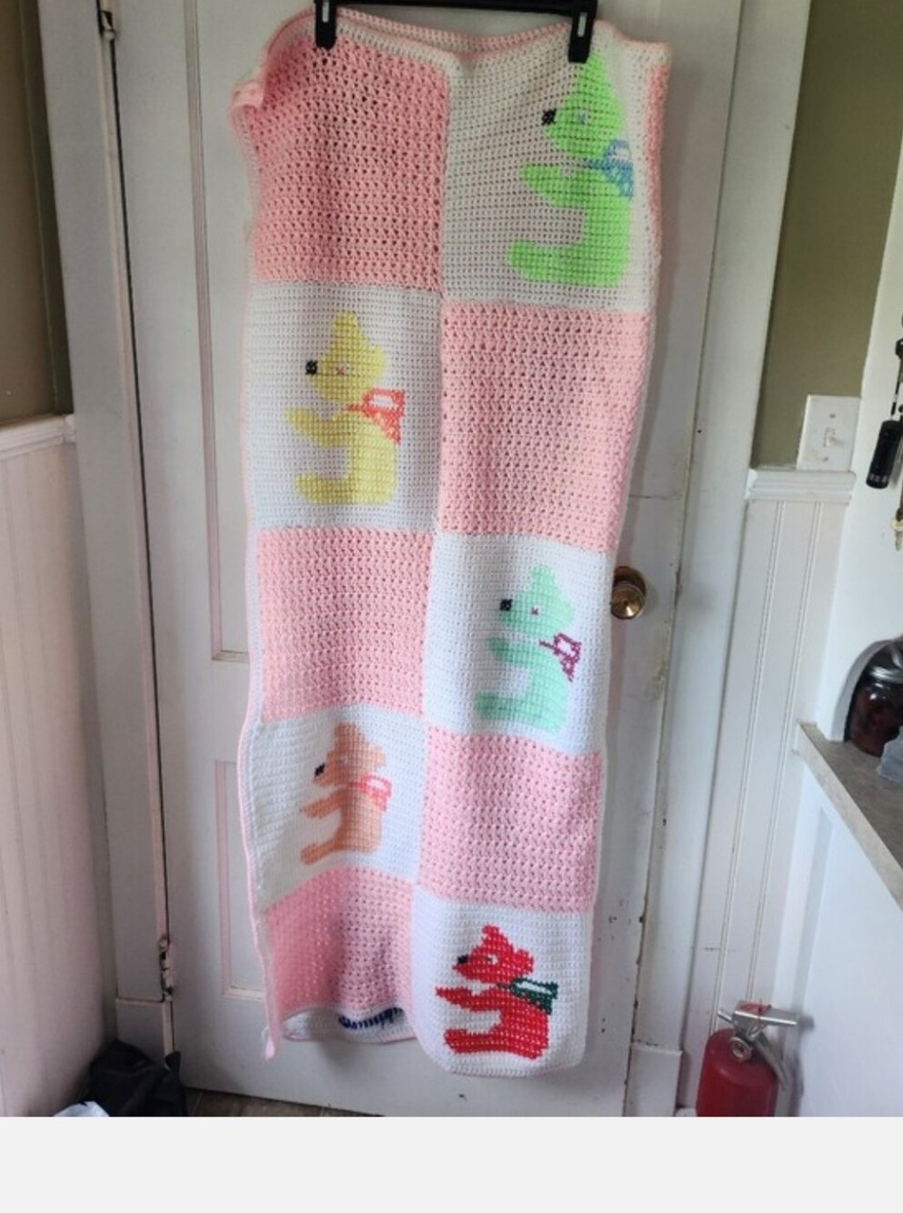 Vintage Handmade Teddy Bear Blanket - Picture 2 of 2